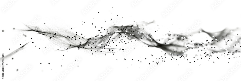 Wall mural digital abstract black dots and lines isolated on a transparent background