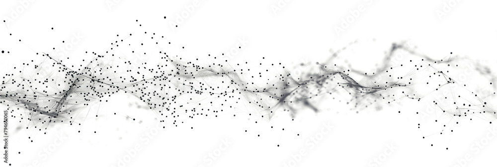Wall mural digital abstract black dots and lines isolated on a transparent background