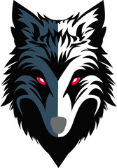 Black wolf head logo design template, suitable for sports logos 