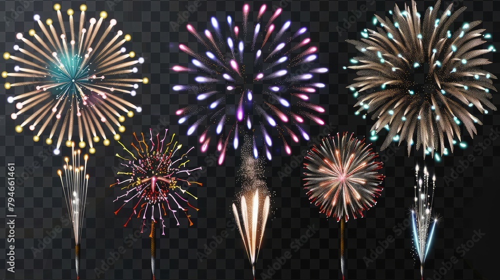 Poster a breathtaking display of fireworks exploding in a grand spectacle of light and sound against the ba