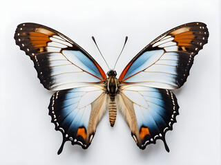 A butterfly on a white background, top view, macro view, details, animal specimens and...