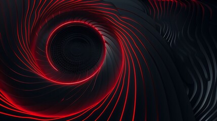 3D black techno background overlap layer on dark space with red light lines effect decoration. Graphic design element power style. Generative Ai