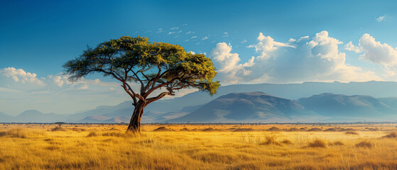 Fototapeta premium savanna with a big tree in the middle
