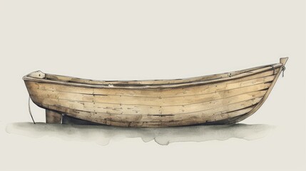 A boat depicted in a 2d drawing with a charming engraved style