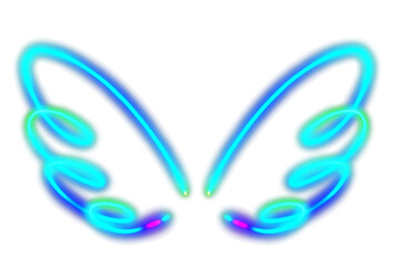 Fototapeta premium Cupid wing neon rainbow