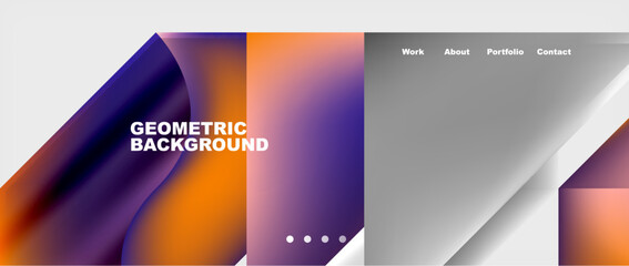 a geometric background with a purple , orange , and white gradient . High quality