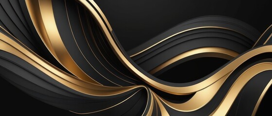 luxury gold wavy background. abstract gold black luxury backdrop