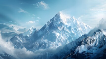 Majestic mountain peak in tranquil winter landscape wallpaper hd 8k  