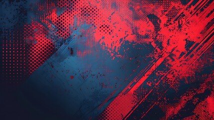 Abstract Rough Red Grunge Texture Design Background Dots halftone blue color pattern gradient grunge texture background. Generative Ai