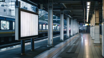 Obraz premium Blank mockup of a train station billboard with a thoughtprovoking quote to raise awareness about an important social issue. .