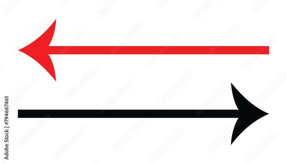 Poster straight long arrow, left thin line, black cursor, horizontal element, thick pointer vector icon iso