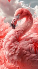 Fototapeta premium Design an eye-catching illustration with a birds-eye view angle against a backdrop of pastel pink hues, utilizing a mix of digital rendering techniques to bring out a modern and captivating aesthetic