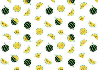 黄色いスイカのパターン背景素材_Yellow watermelon pattern background material