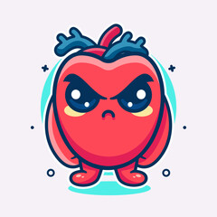 serious human heart organ character mascot with angry expression isolated cartoon