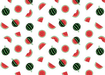 赤いスイカのパターン背景素材_Red watermelon pattern background material