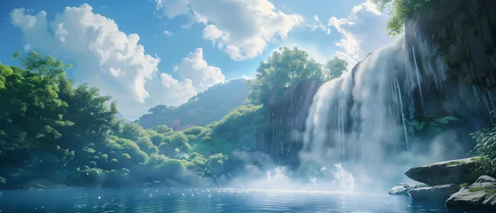 Foto op Canvas Waterfall landscape for banner background © AhmadSoleh