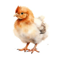 chicken isolated on white background, watercolor illustration, hand drawing
