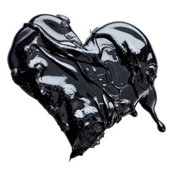 A heart shaped blot of liquid bitumen standing out against a transparent background