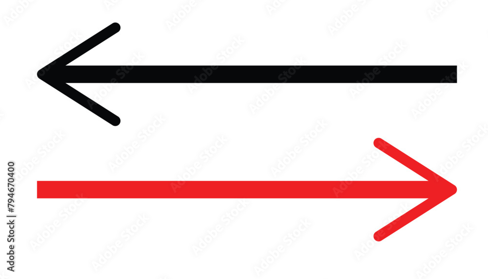 Poster straight long double vector arrow. horizontal long straight arrow with two left and right pointers. 