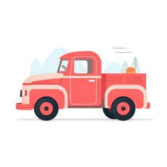 Fototapeta premium Pickup truck. Vector illustration in flat style on white background.