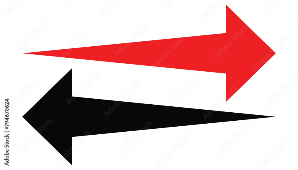 Poster straight long double vector arrow. horizontal long straight arrow with two left and right pointers. 