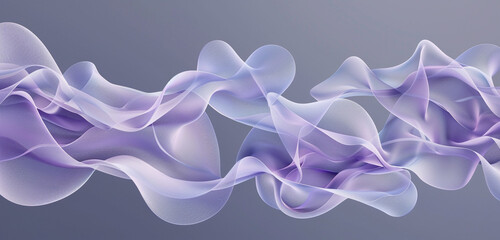 Ethereal 3D waves in lavender and periwinkle on a muted grey background.