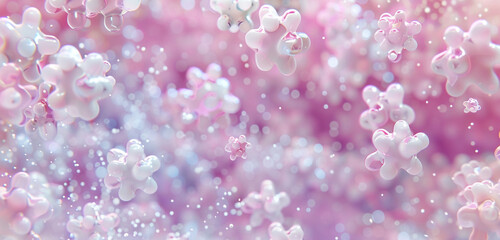Soft pink and lavender star molecule pattern evoking serenity and wonder.
