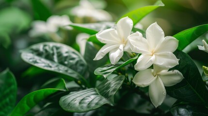Obraz na płótnie Canvas White flower blooming on bush