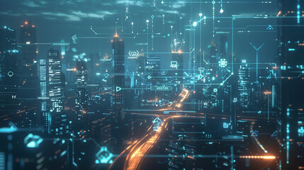 A visually striking animation of interconnected data in a futuristic world,