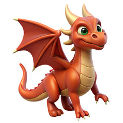 Fototapeta premium 3d dragon with wings sitting transparent background