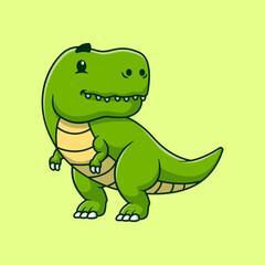 Cute Tyrannosaurus Cartoon Vector Icons Illustration. Flat Cartoon Concept. Suitable for any creative project.
