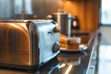 A stainless steel toaster with a cancel button, providing control over toasting.