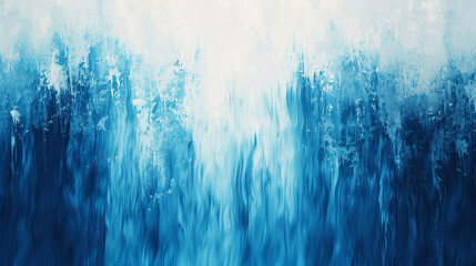 Oil painted simulation of a waterfall, cascading blue and white strokes creating a powerful abstract scene.