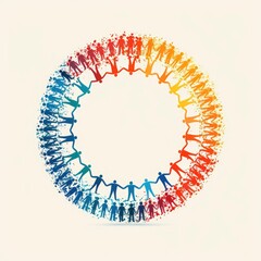 A colorful circle of people holding hands