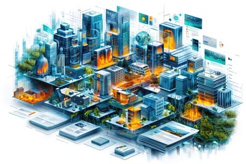 An overview of a multi-channel marketing campaign, illustrating the integration of print, digital, and social media for cohesive brand messaging