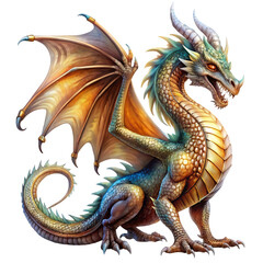 dragon with wings sitting transparent background