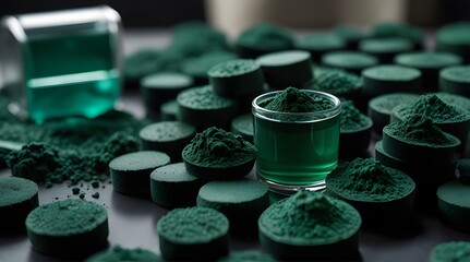 Future factory uses advanced tech to produce high quality spirulina proteins and omega Place for adding text or design.generative.ai 