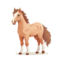 Horse isolated on white background. Vector illustration in cartoon style.