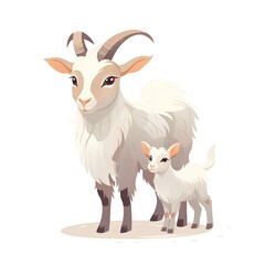 Goat family cartoon character vector Illustration isolated on a white background.