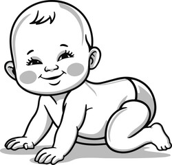 Cartoon character, Crawling little baby boy