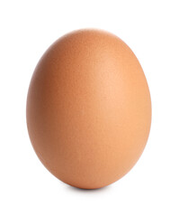 One raw chicken egg isolated on white