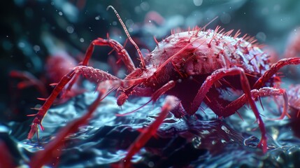 A close-up of a mite, emphasizing the need for pest control and the potential health risks associated with mites. - obrazy, fototapety, plakaty