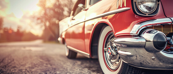 Classic retro car for banner background