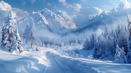 Winter landscape background image
