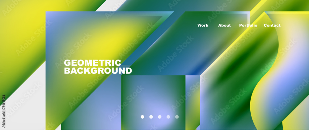 Poster a mesmerizing geometric background featuring green and electric blue lines resembling a liquid displ