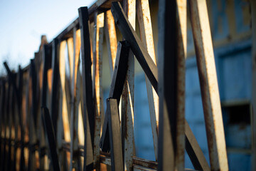 Steel structure. Welded iron structure. Fence details.