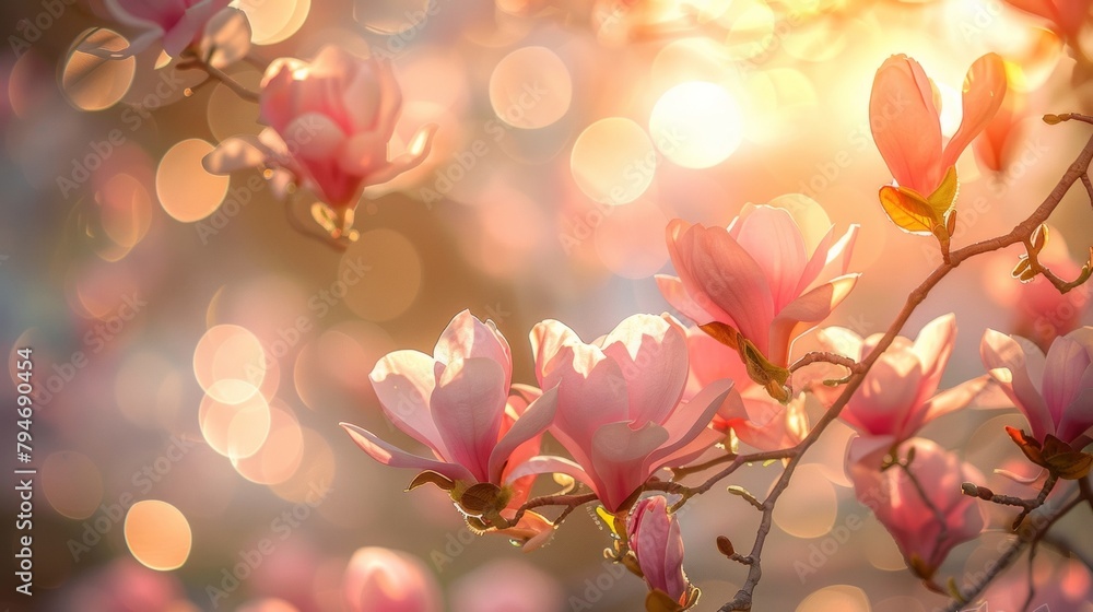 Poster as the sun sets behind the horizon the defocused background of this image creates a serene and calmi