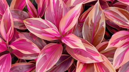 Vibrant pink and bronze patterned leaves of the Cordyline Cherry Sensation