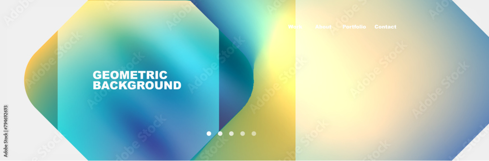 Aufkleber the geometric background features a gradient of azure and aqua tints and shades, resembling electric