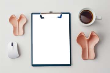 Top view of the blank clipboard with human lungs